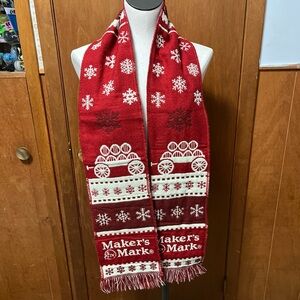 Makers Mark wool Red Holiday Scarf 68”x7”